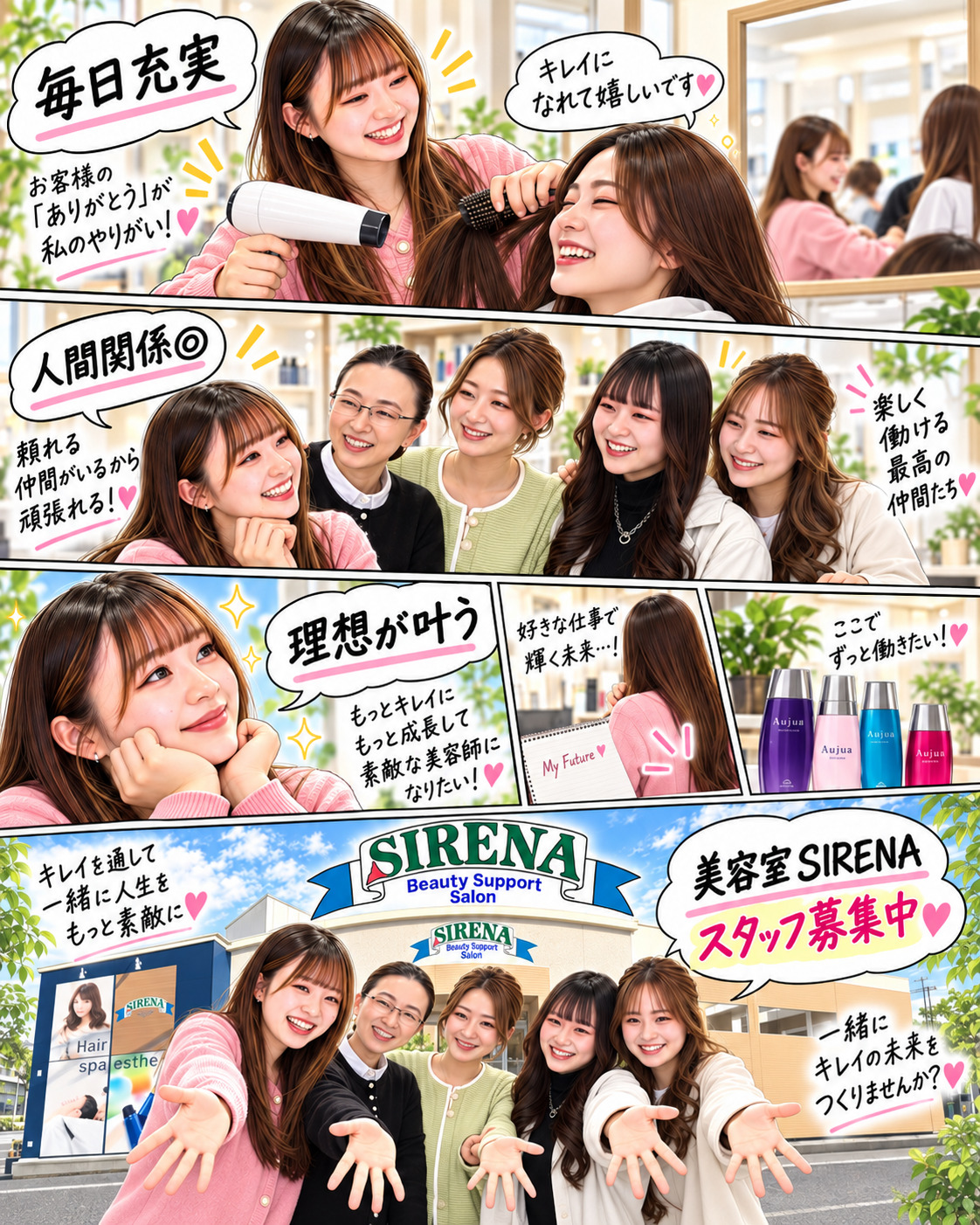 スタイリスト募集 人気スタイリスト 女性に人気の美容院 人気スタイリスト 岐阜羽島 スタッフ募集 美容室SIRENAセレナ